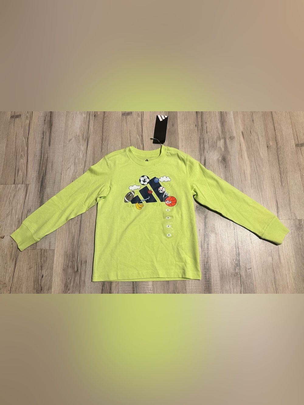 NWT Adidas boys size 4 Pulse Lime Graphic Long Sleeve Tee